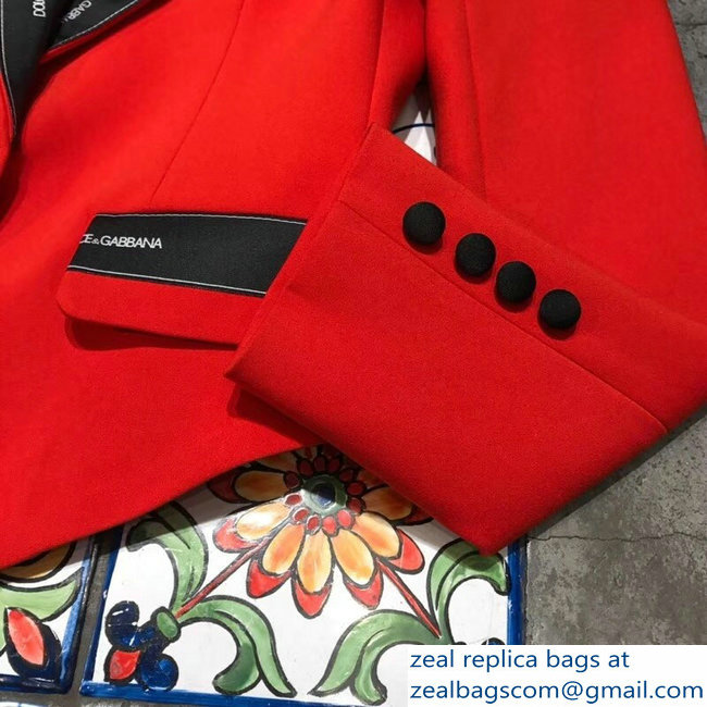 Dolce  &  Gabbana Short Single-Breasted Gabardine Blazer Red Jacket 2018